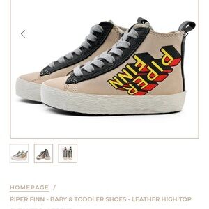 Piper Finn Kids High Top Sneakers - Black and Tan